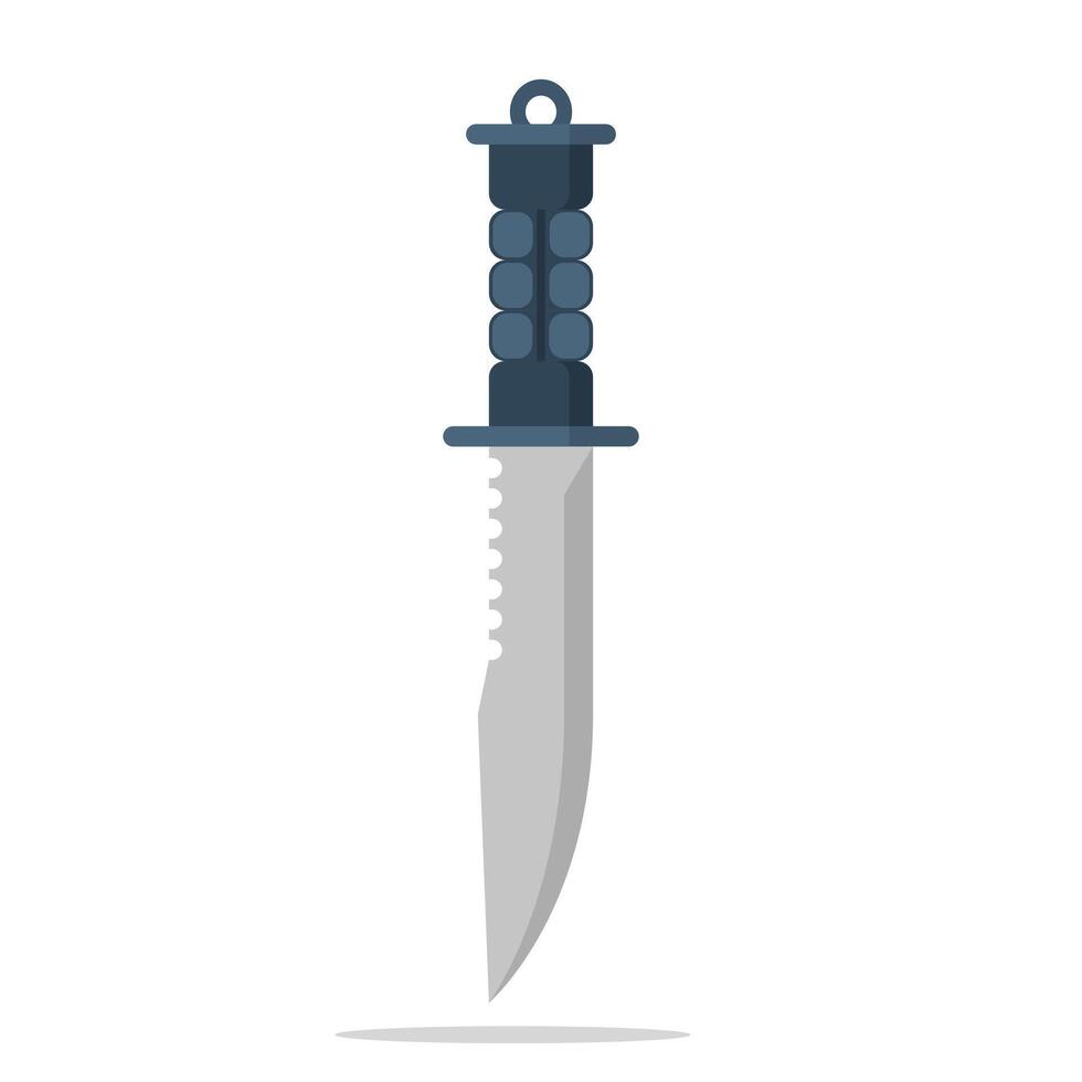 Hunting knife concept. hunting knife isolated on background. cutting tool, cutting knife or kitchen knife, combat, hunting dagger. flat illustration on background. vector