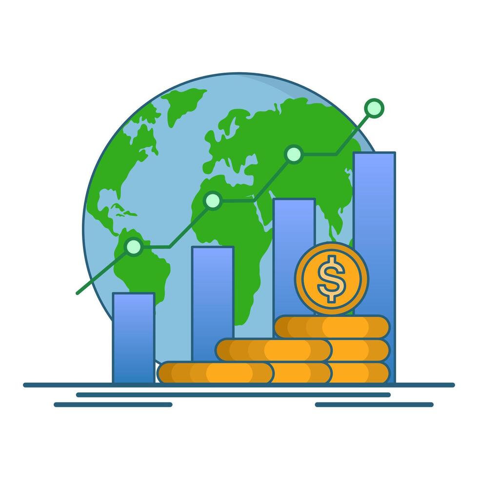 concept of GDP or gross domestic product. Gross Domestic Product acronym. growth, cash and world charts. Business icon. level of gross domestic product, global economy, national budget. vector