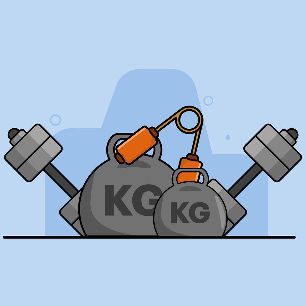 Healthy Sport Icon Concept. Sports Equipment, Dumbbells, Lifting, Treadmills, Fitness and Sports. sporting event. build a healthy body. flat illustration on background. vector