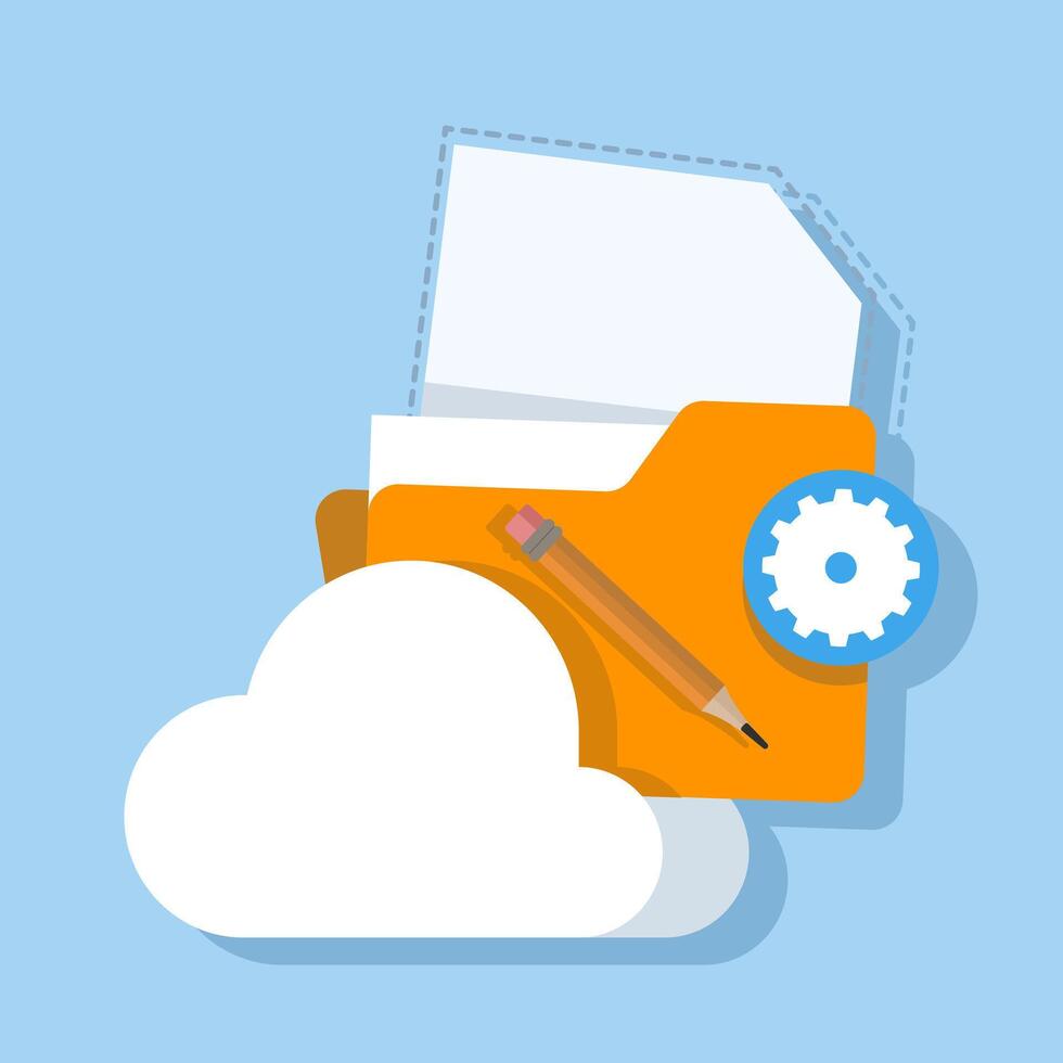 Cloud computing concept. Flat icon of cloud service, sharing videos and images online, backing up files to cloud storage from laptop. cloud computing security, data protection. vector