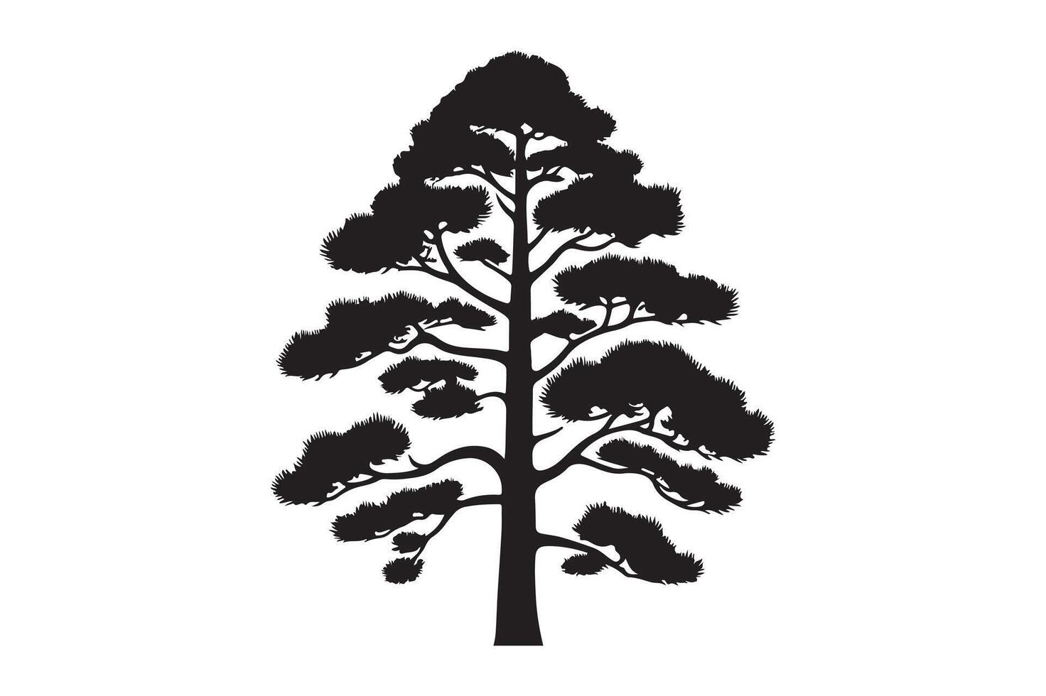 Pine Tree silhouette art illustration. vector