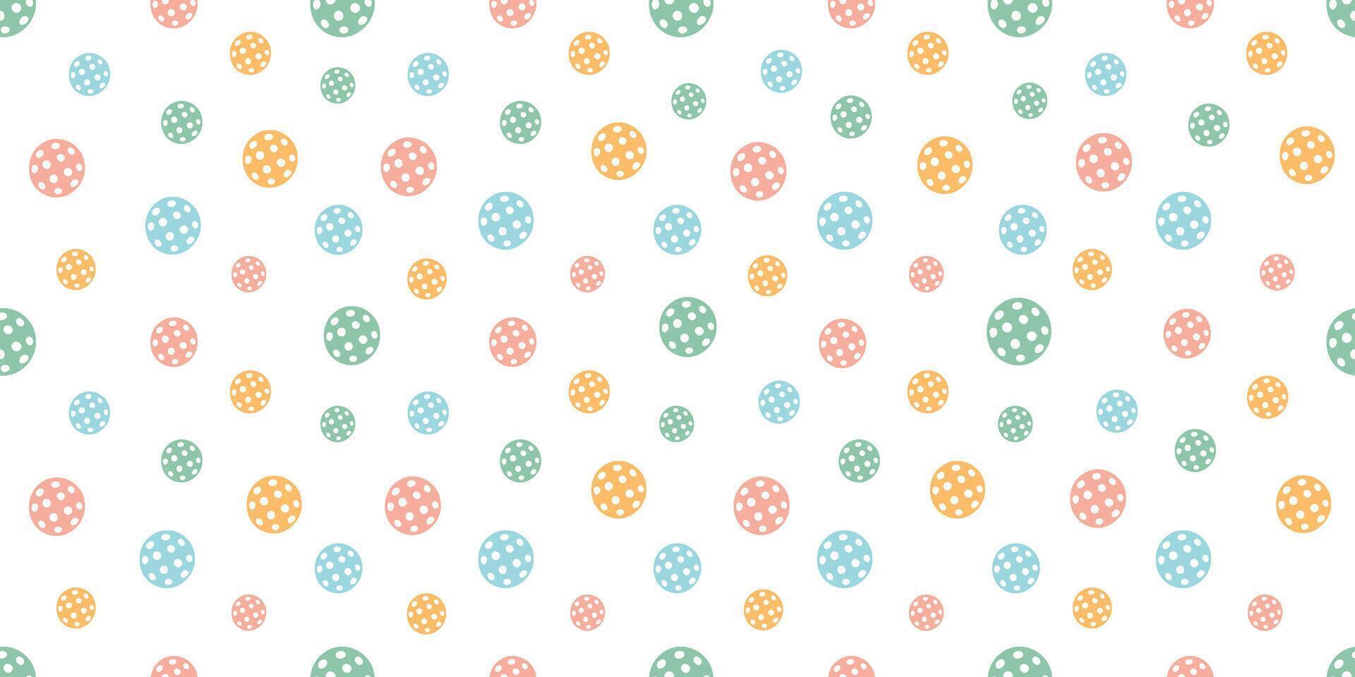 Pickleball seamless pattern with balls on white background. Hand drawn ornament for print, banner, card, fabric, cover, wrapping paper, wallpaper vector