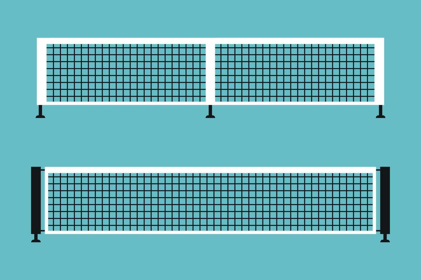 Pickleball and tennis net. Flat icon set. illustration vector