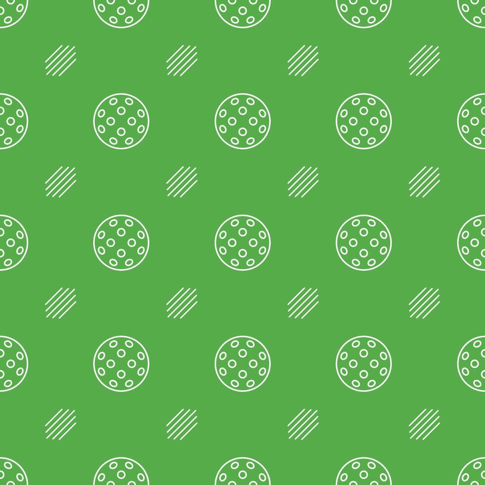 Pickleball seamless pattern with balls on green background. Flat ornament for print, banner, card, fabric, cover, wrapping paper, wallpaper vector