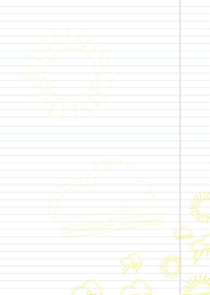 contour isometric yellow weather icons on white sheet background with blue lines vector