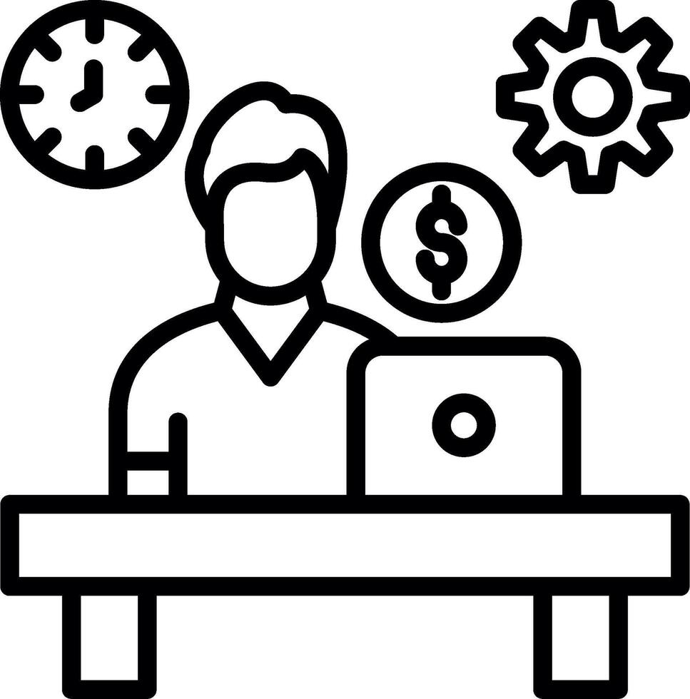 Hard Work Line Icon Design vector