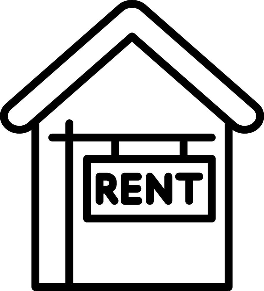 House For Rent Line Icon Design vector