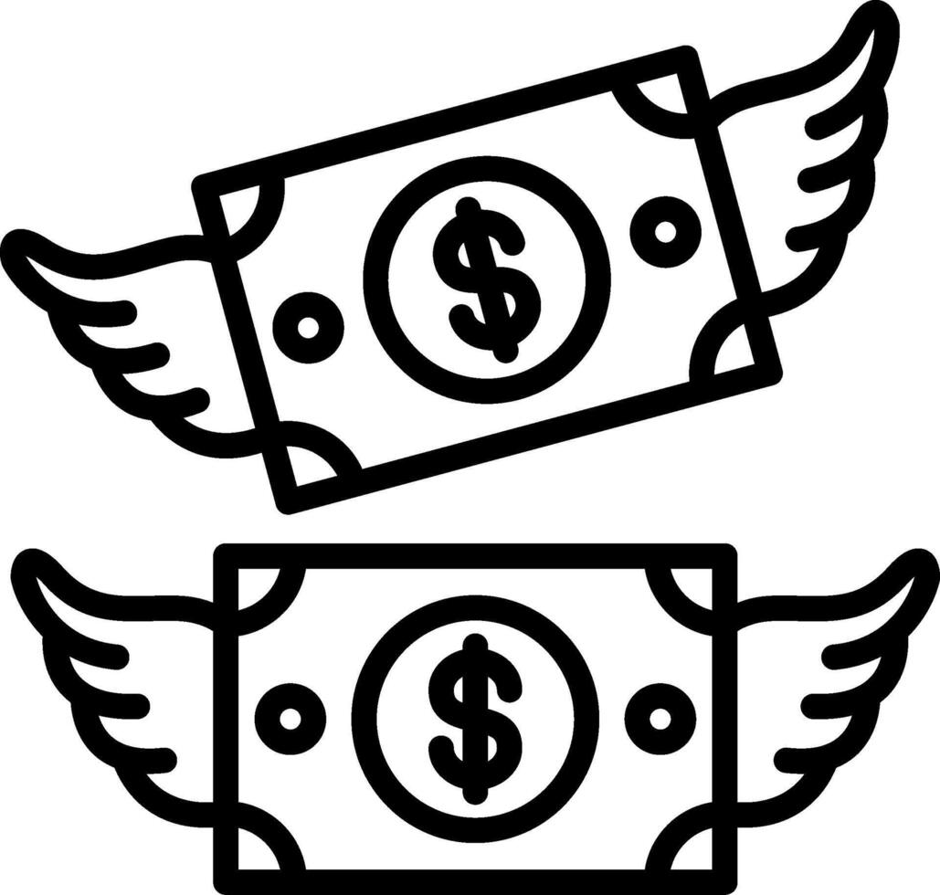 Flying Money Line Icon Design vector
