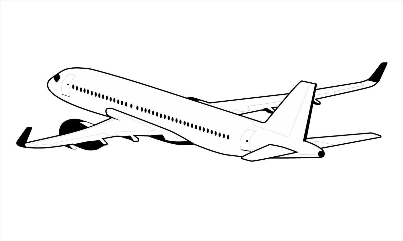 line art illustration of a passenger plane vector