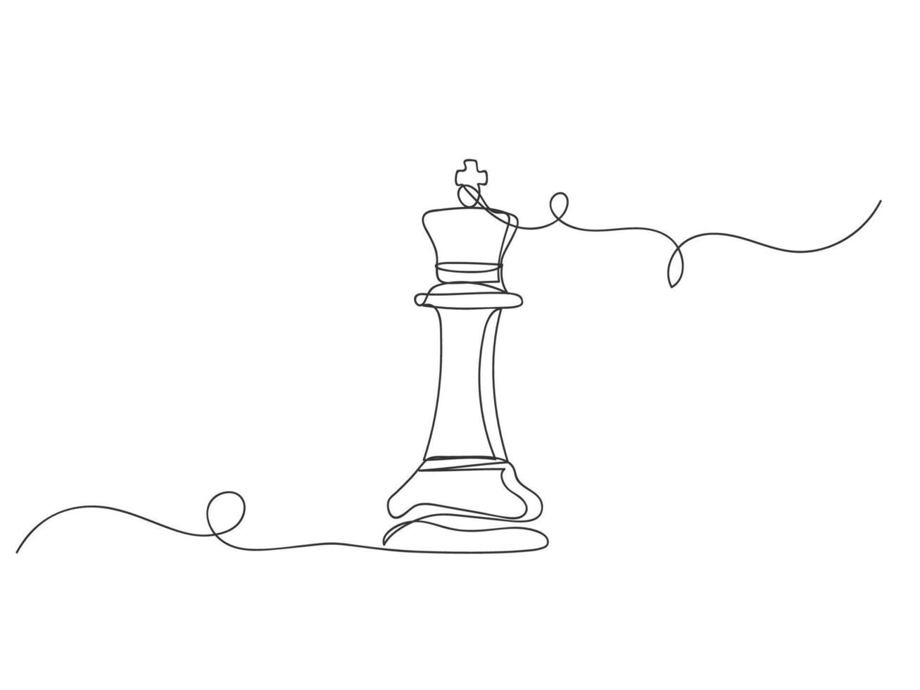 Continuous one line art drawing of chess king simple isolated illustration vector