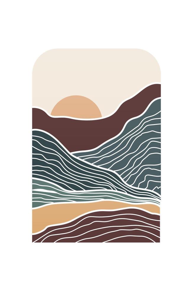 Abstract landscape Boho Art Background vector