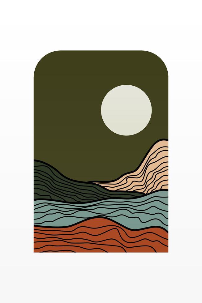 Abstract landscape Boho Art Background vector