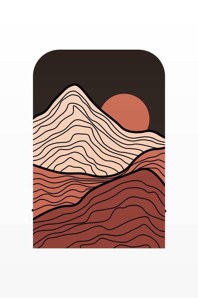 Abstract landscape Boho Art Background vector