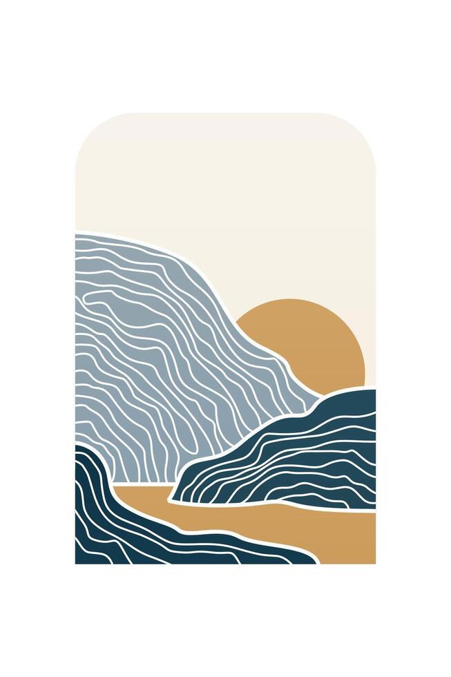 Abstract landscape Boho Art Background vector