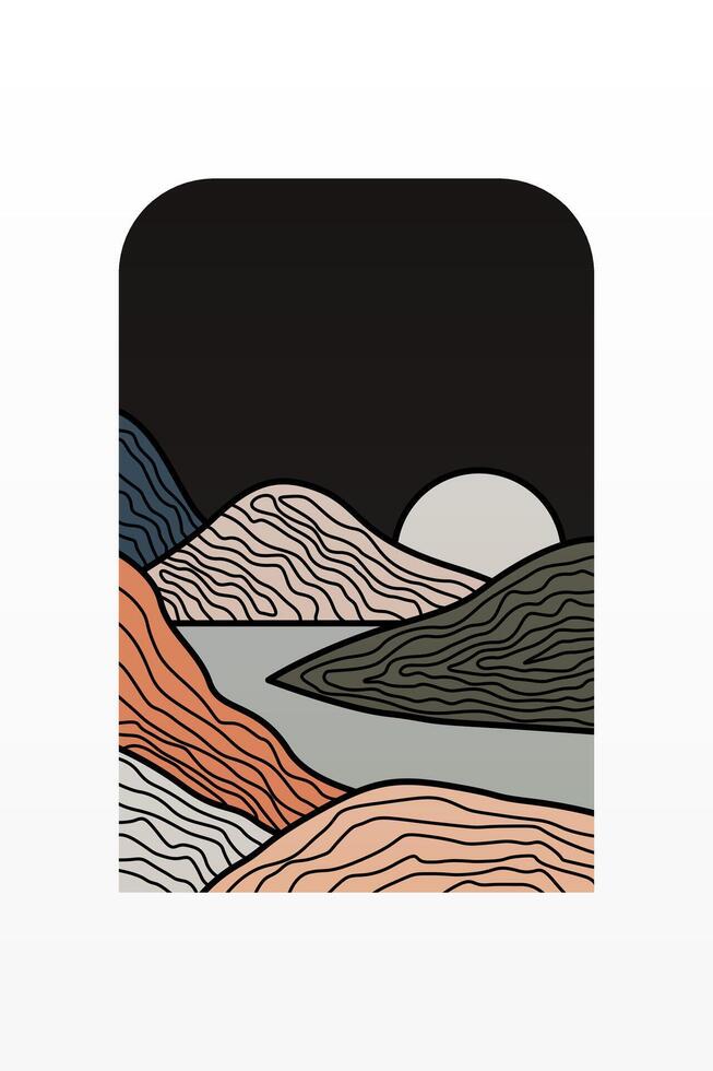 Abstract landscape Boho Art Background vector