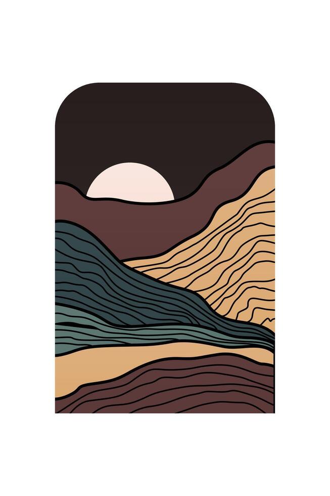 Abstract landscape Boho Art Background vector