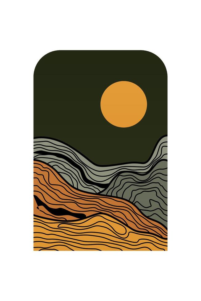 Abstract landscape Boho Art Background vector