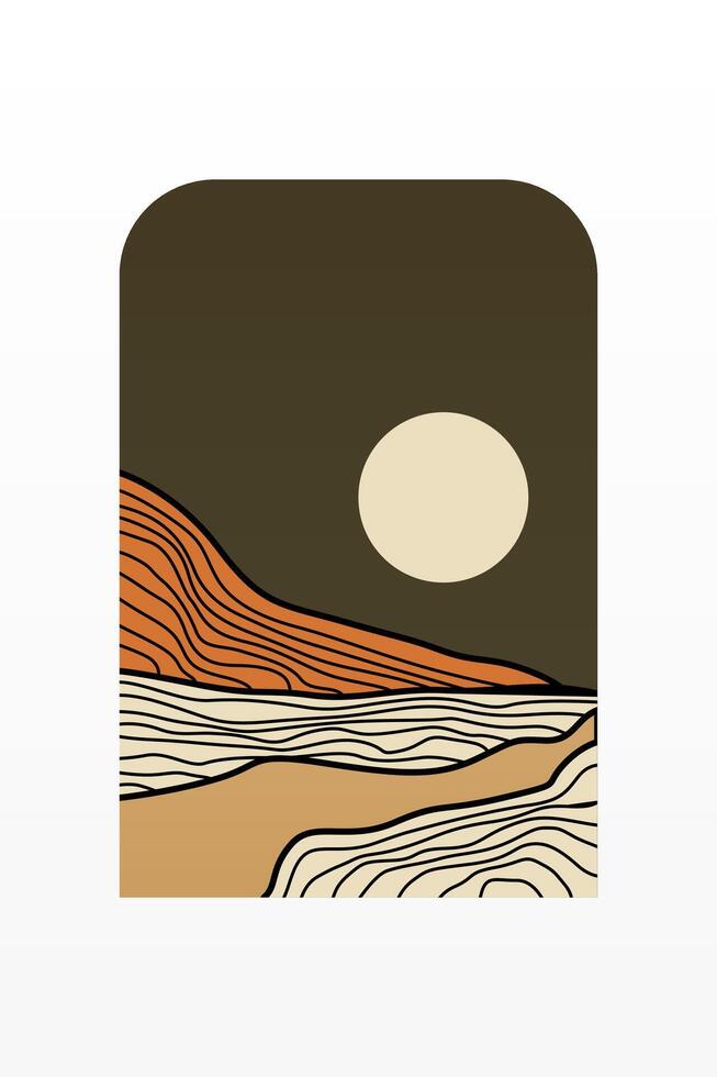 Abstract landscape Boho Art Background vector