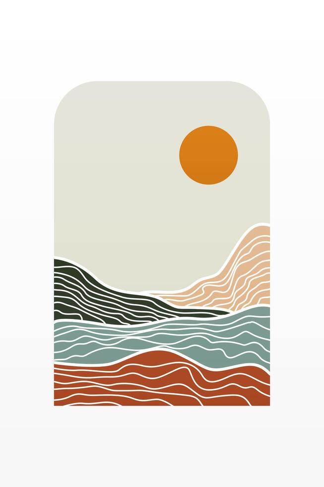 Abstract landscape Boho Art Background vector
