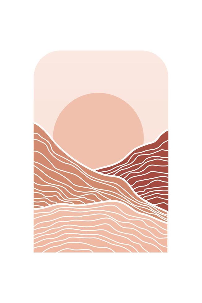 Abstract landscape Boho Art Background vector