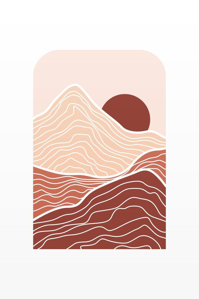 Abstract landscape Boho Art Background vector