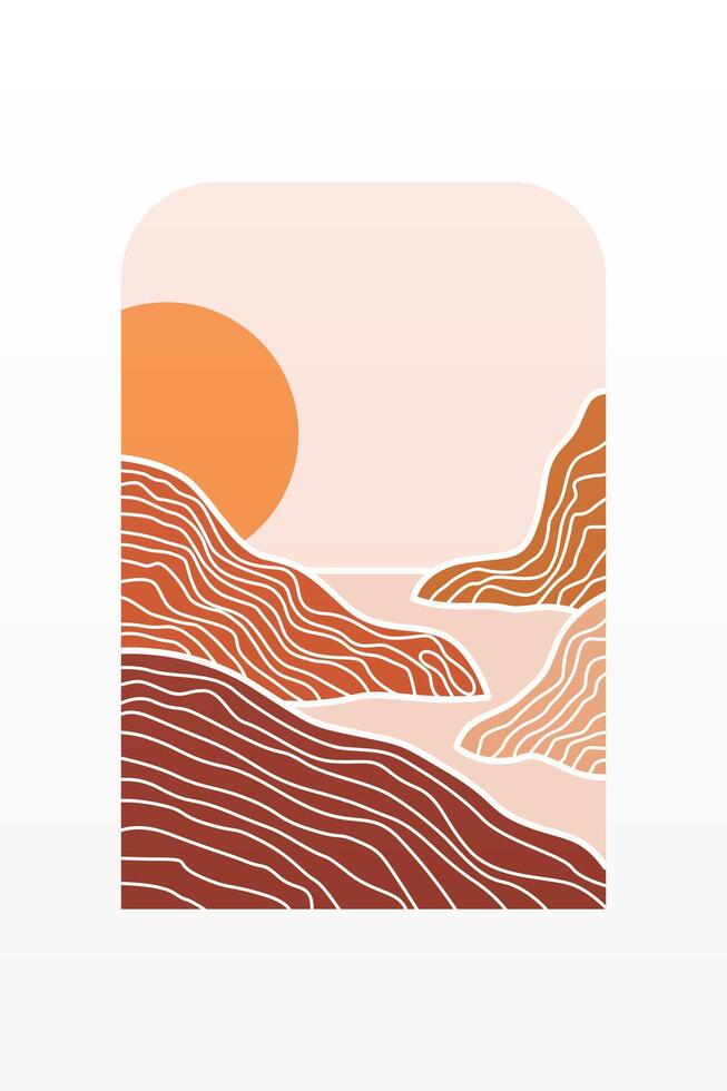 Abstract landscape Boho Art Background vector