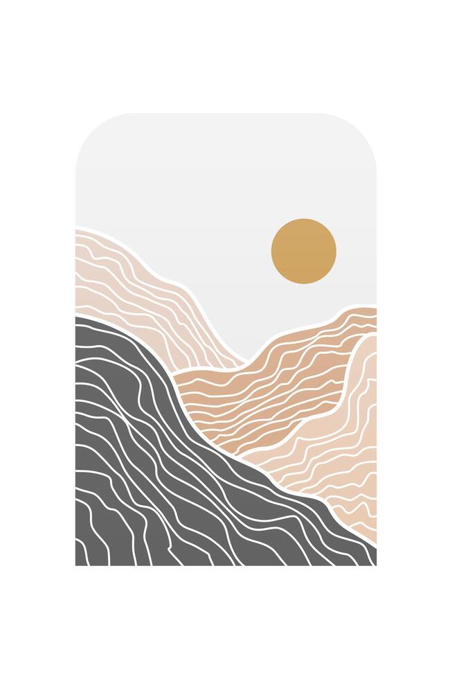 Abstract landscape Boho Art Background vector