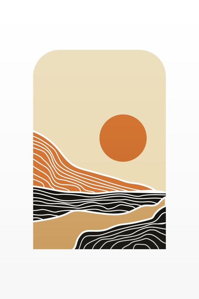 Abstract landscape Boho Art Background vector