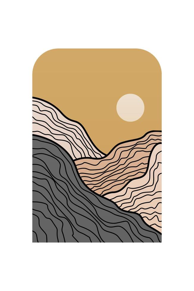 Abstract landscape Boho Art Background vector