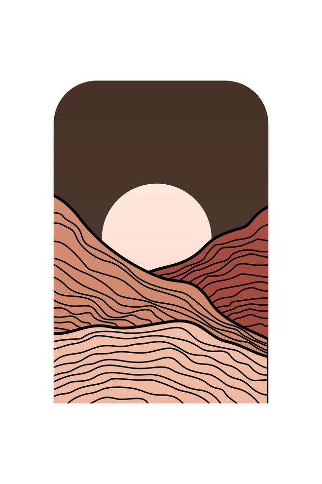 Abstract landscape Boho Art Background vector