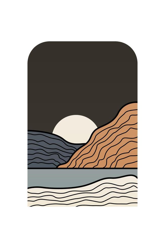 Abstract landscape Boho Art Background vector