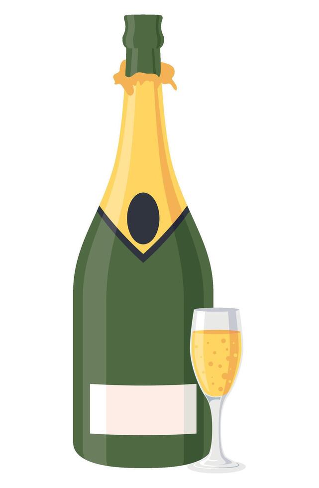 champagne bottle illustration vector