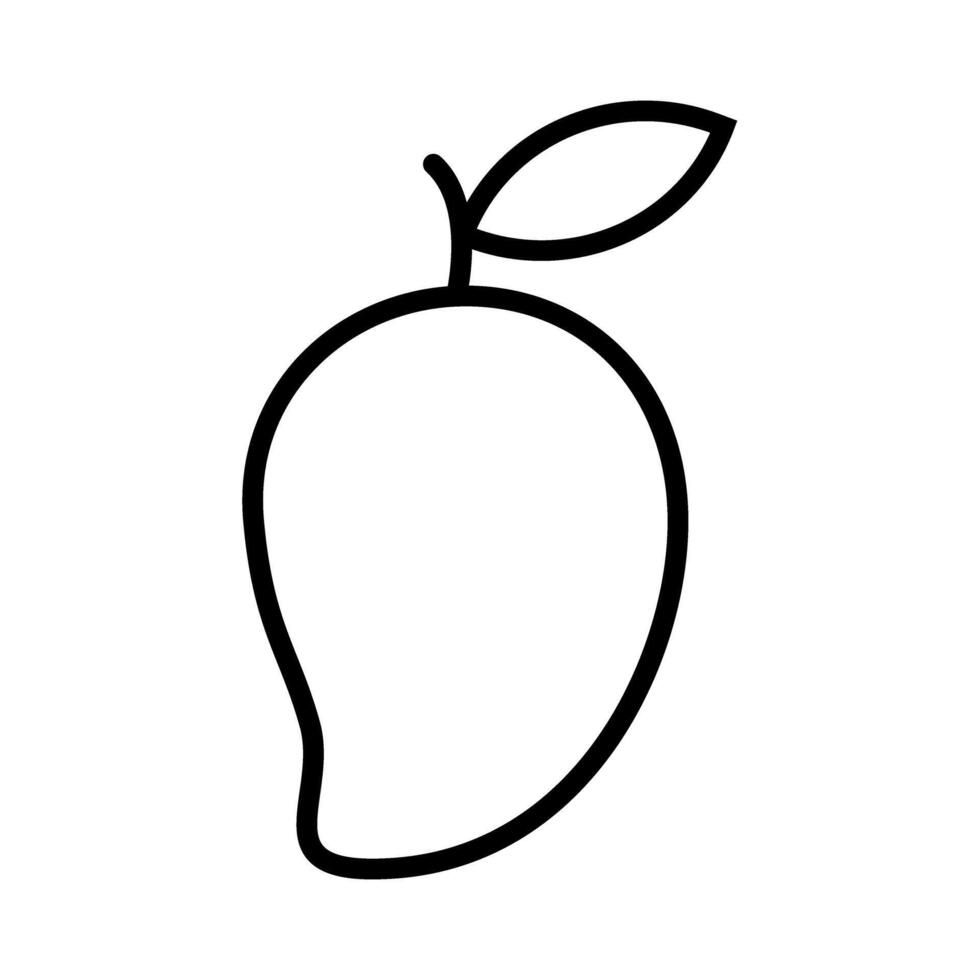 Mango Fruit Leaf Black Line Icon Illustration vector