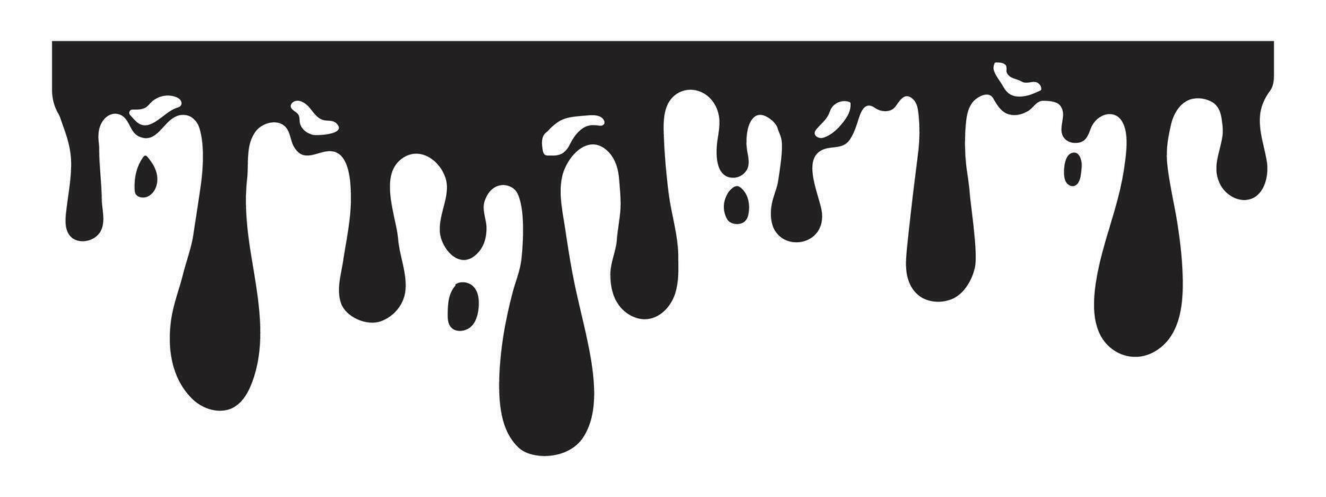 Dripping Paint molten splash, liquid flow abstract shape stain seamless pallern decoration, border. Fluid trickle, stencil. vector
