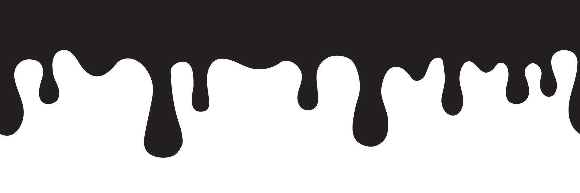 Dripping Paint molten splash, liquid flow abstract shape stain seamless pallern decoration, border. Fluid trickle, stencil. vector