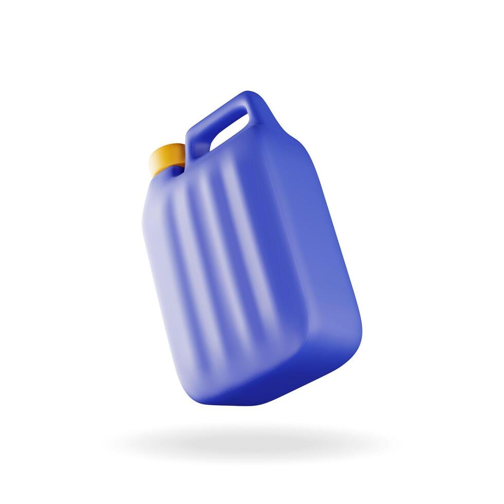 3D bottle with liquid detergent isolated. Render canister icon with cleaner or dishwashing. Plastic bottle with dispenser for cleaning products. vector