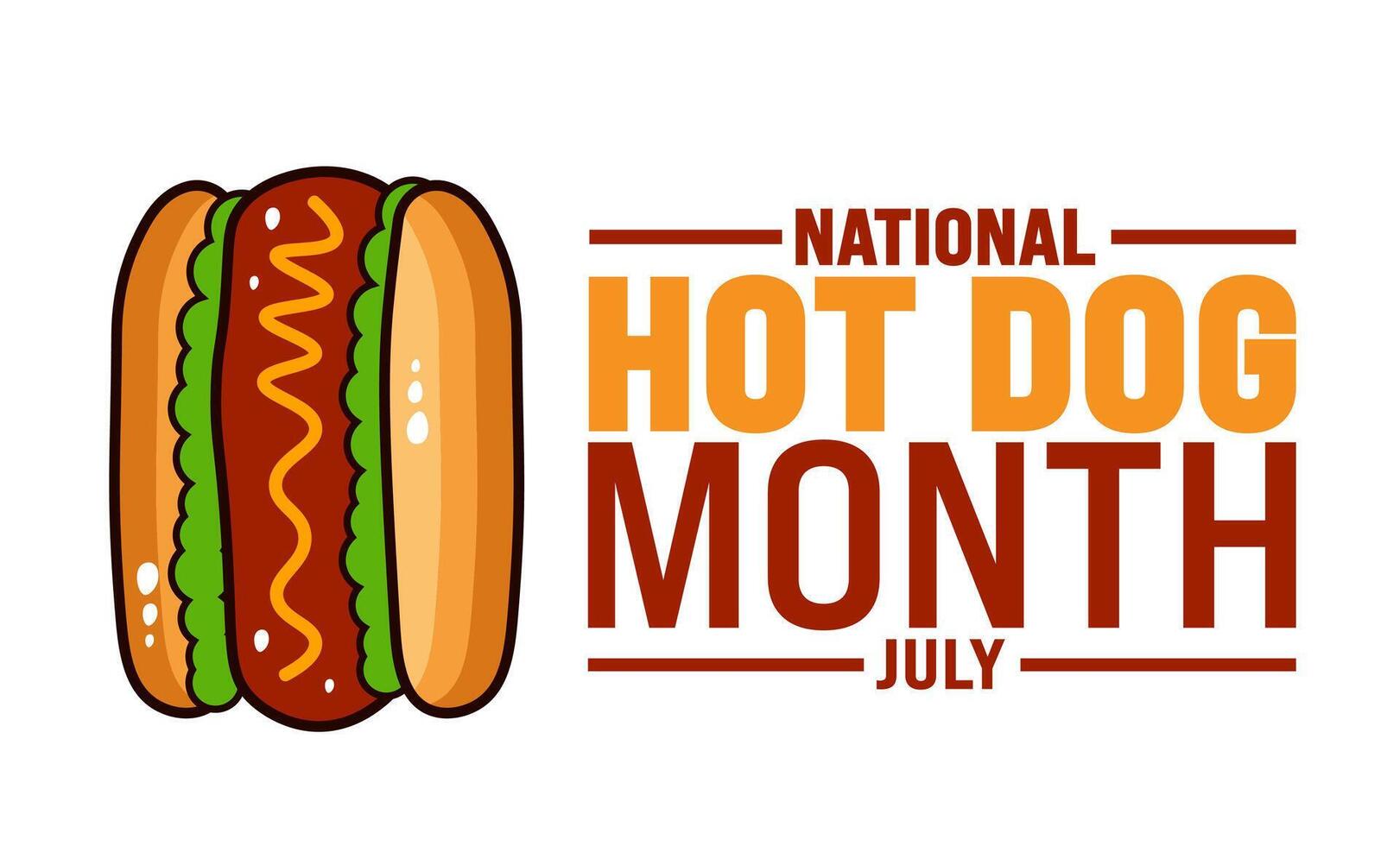 July is National Hot Dog Month background template. Holiday concept. use to background, banner, placard, card, and poster design template with text inscription and standard color. vector