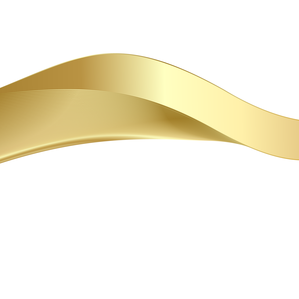 Abstract shiny color gold wave design element png