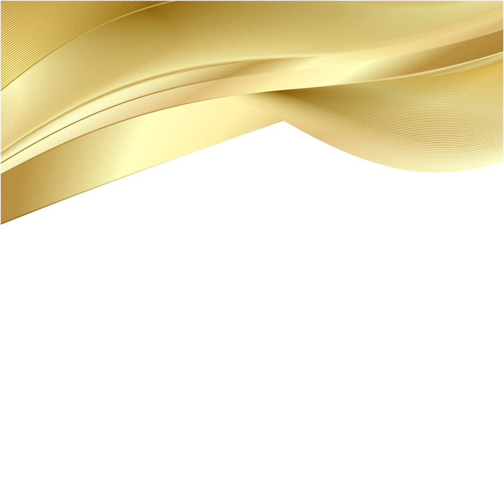 Abstract shiny color gold wave design element png