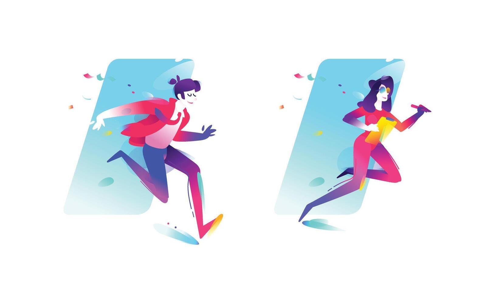 Illustration of a guy and a girl. . Cute characters in a comic, cartoon style. Managers. The illustration is isolated on a white background. Mascots for banner, poster and print. vector
