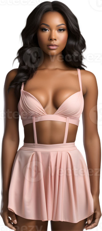body shot of a dark skinned fashion png