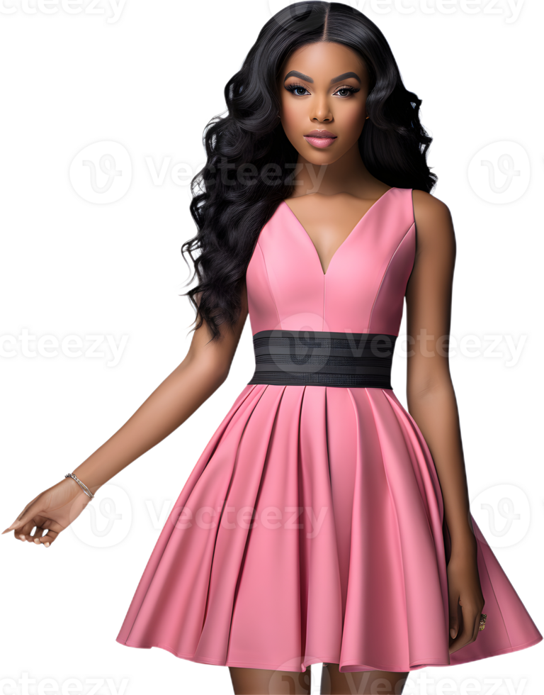 body shot of a dark skinned fashion png