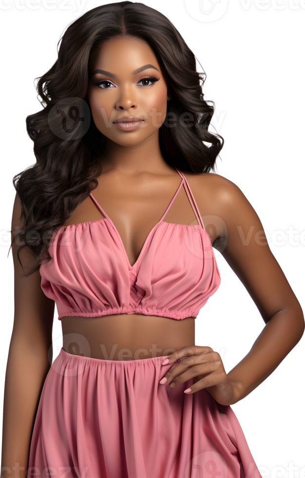 body shot of a dark skinned fashion png