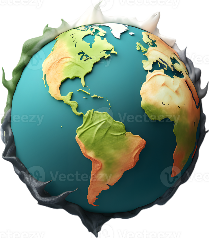 earth globe with continents on it, transparent background png