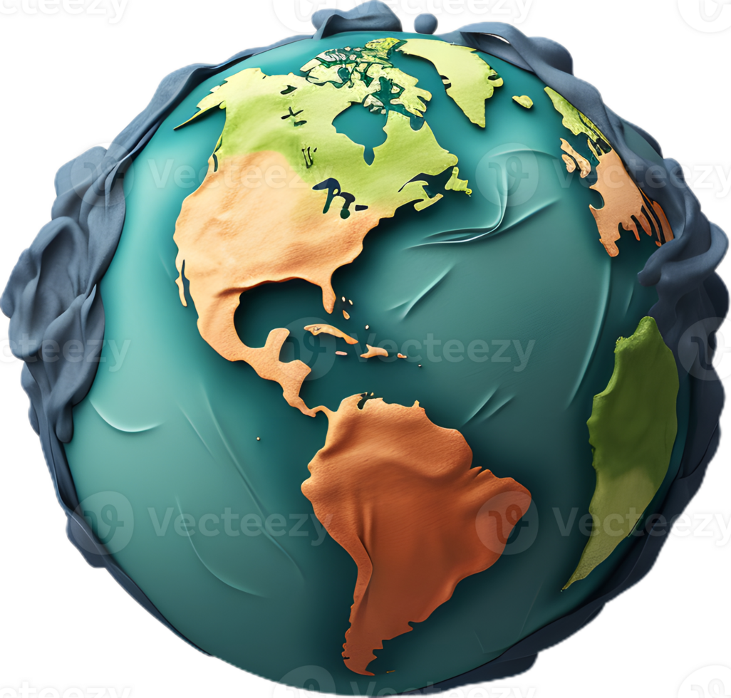 earth globe with continents on it, transparent background png