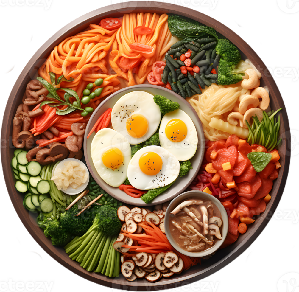 a plate with various types of food on it png