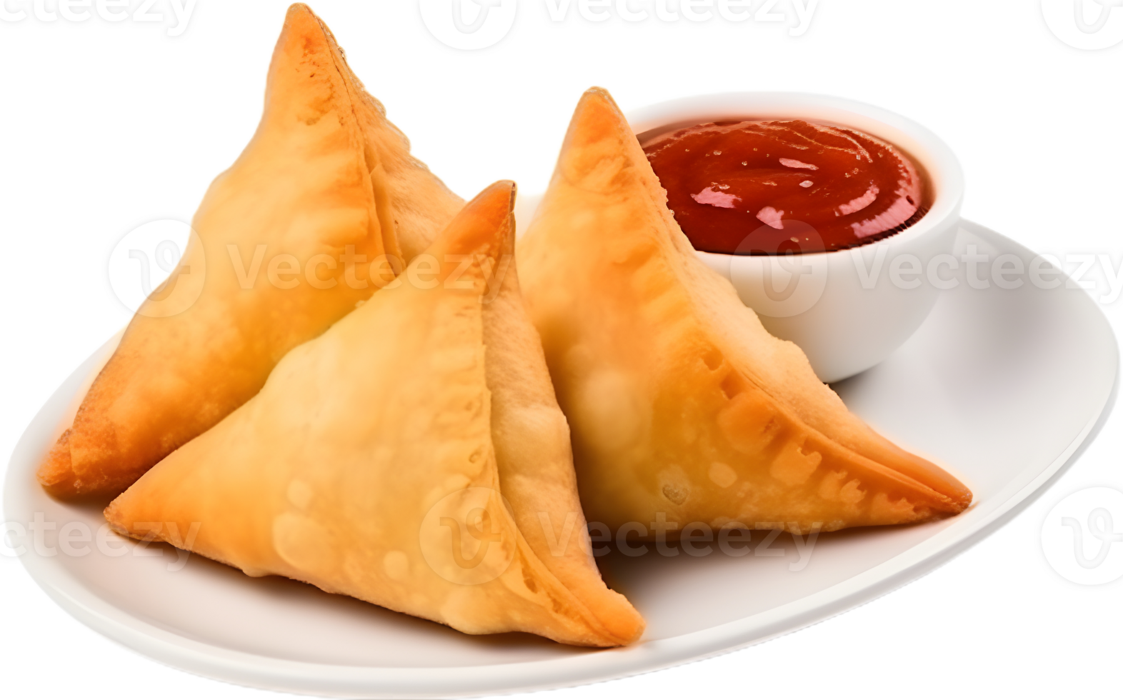 samosa near ketchup in a transparent background png