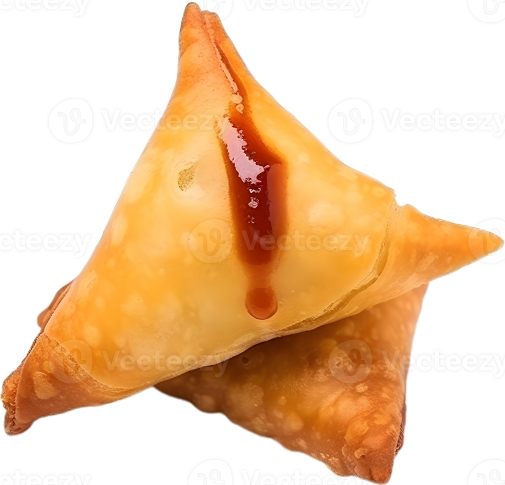 samosa near ketchup in a transparent background png