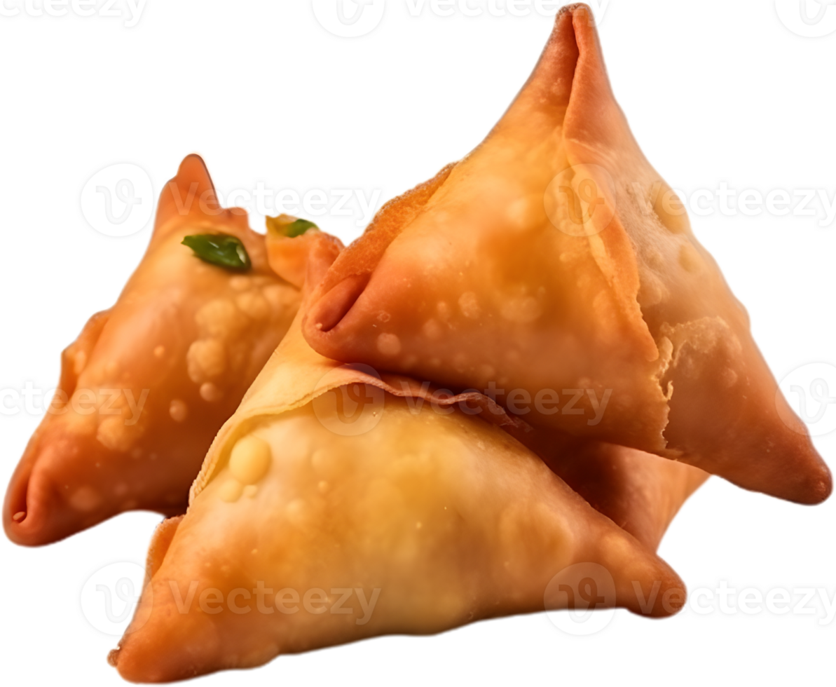 samosa near ketchup in a transparent background png