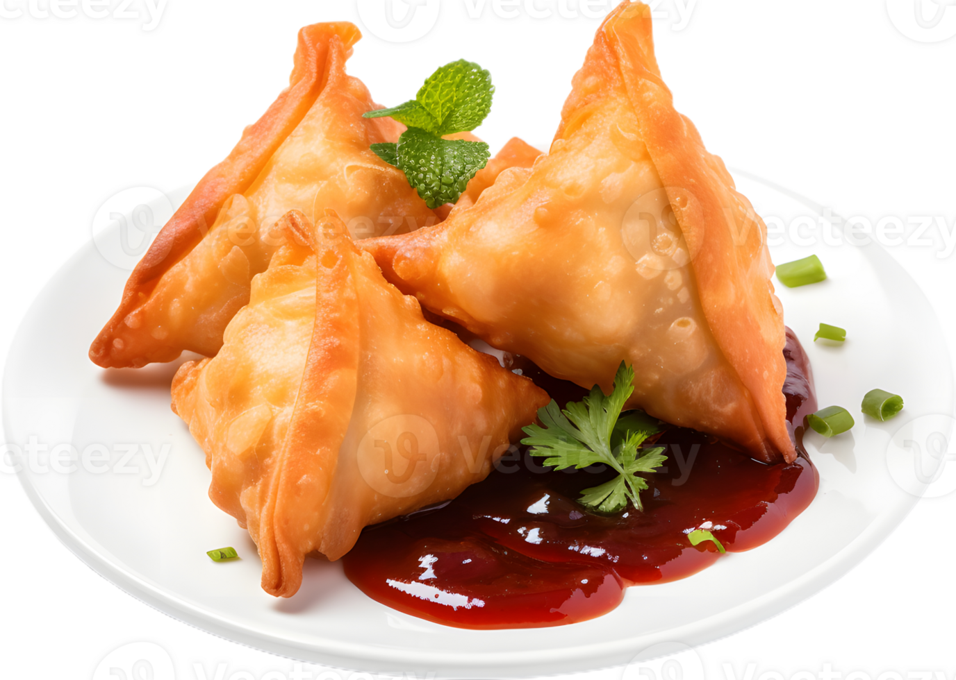 samosa near ketchup in a transparent background png